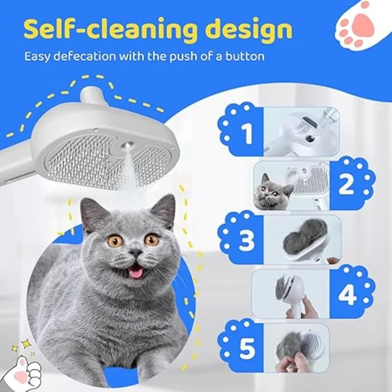 Haleva™ PurrGlow 2.0, 3-in-1 Steam Grooming Brush