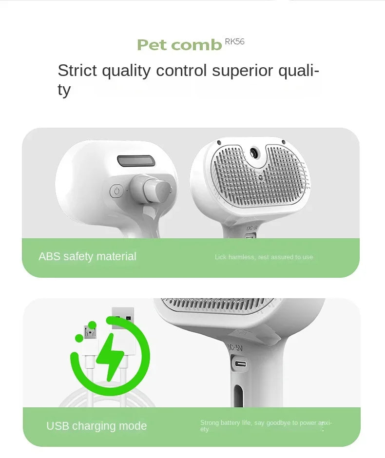 Haleva™ PurrGlow 2.0, 3-in-1 Steam Grooming Brush