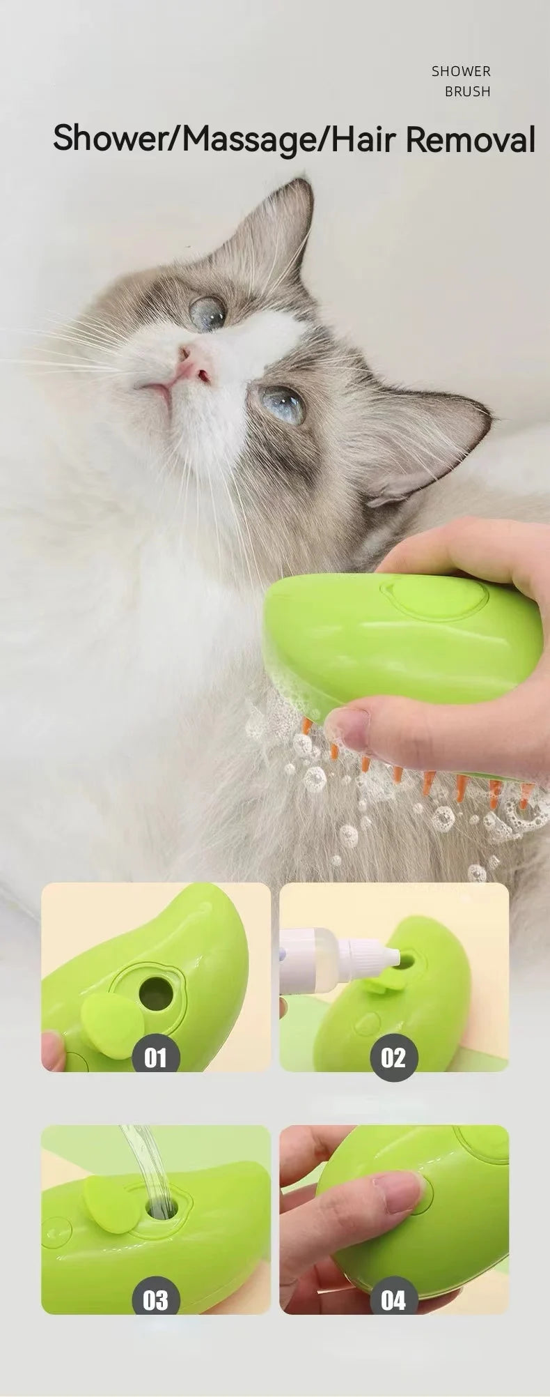 Haleva ProGroom™ 3-in-1 Electric Brush "Vet-Approved Deshedding & Massage for Cats & Dogs"