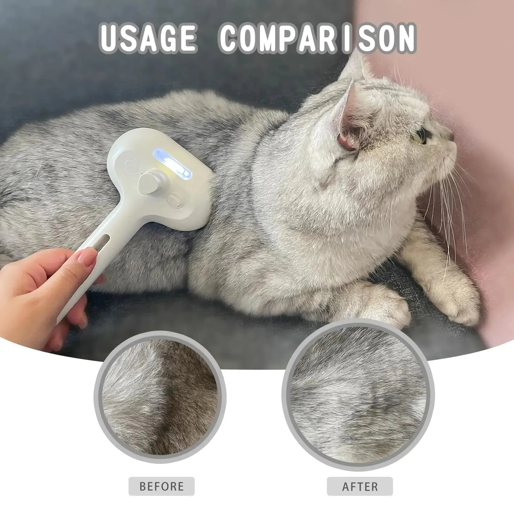 Haleva™ PurrGlow 2.0, 3-in-1 Steam Grooming Brush