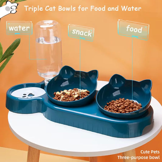 Haleva™ PurrfectDine Triple Bowl Set