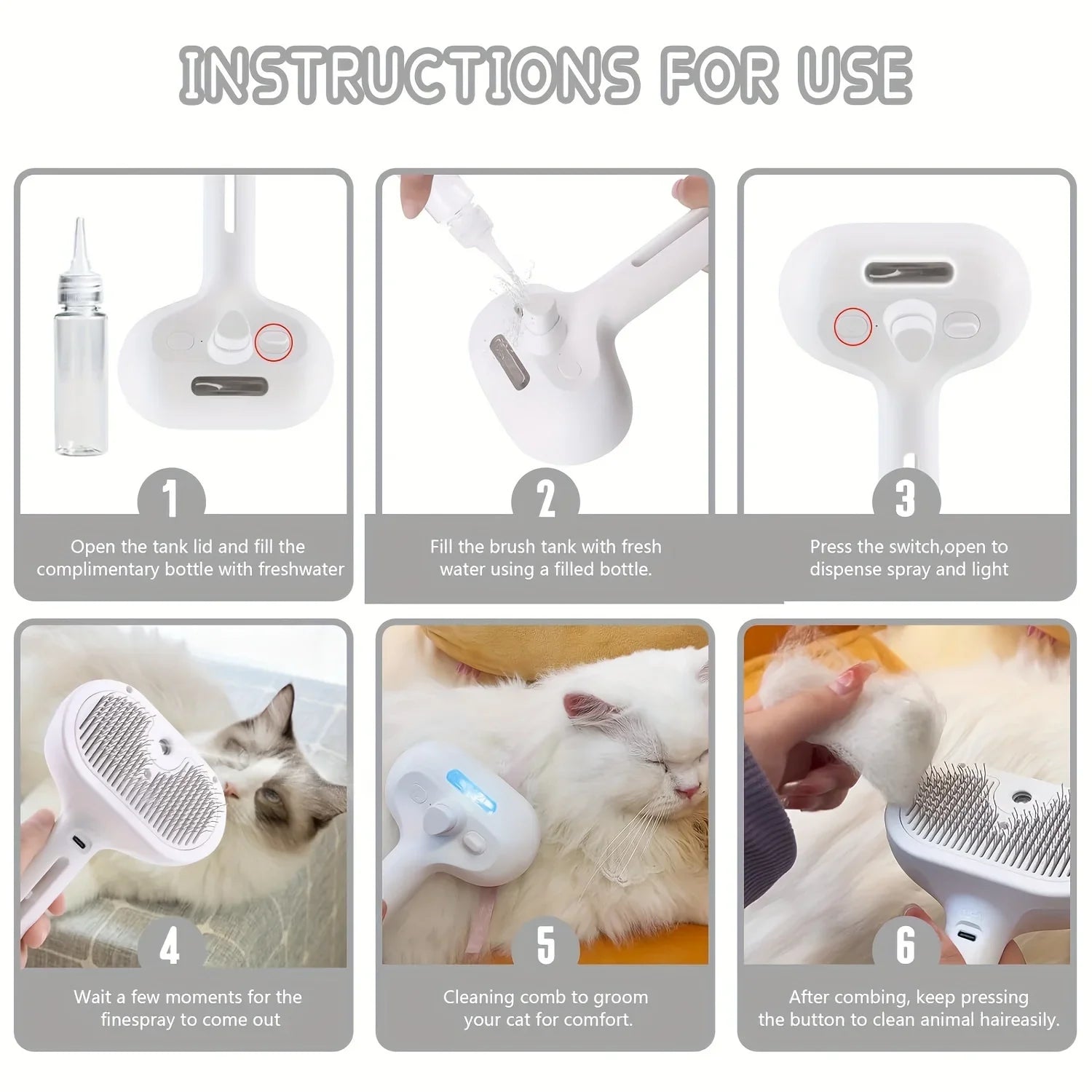 Haleva™ PurrGlow 2.0, 3-in-1 Steam Grooming Brush