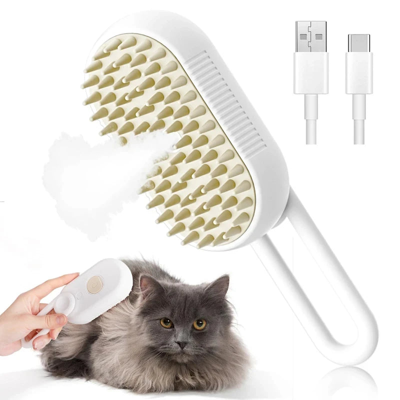 Haleva™ PurrGlow 2.0, 3-in-1 Steam Grooming Brush